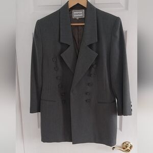 Vintage Gray Double-Breasted Blazer
